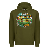 Army Green Iowa State Map Premium Hoodie - RanaPortraitStore