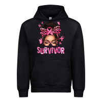Black breast cancer survivor afro messy bun Urban Hoodie - texasbilliewilder