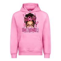 Fuchsia Pink breast cancer survivor afro messy bun Urban Hoodie - texasbilliewilder