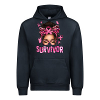 Navy breast cancer survivor afro messy bun Urban Hoodie - texasbilliewilder