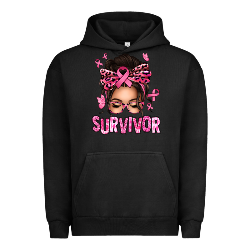 Breast Cancer Survivor Afro Messy Bun Urban Hoodie by texasbilliewilder | Teevron