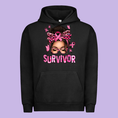 Breast Cancer Survivor Afro Messy Bun Urban Hoodie Designed By Texasbilliewilder