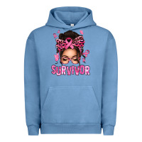 Pigment Pebble Blue breast cancer survivor afro messy bun Urban Hoodie - texasbilliewilder