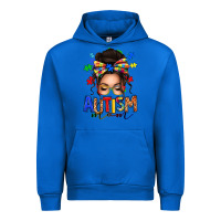 Cobalt autism mom afro messy bun Urban Hoodie - texasbilliewilder