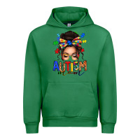 Emerald autism mom afro messy bun Urban Hoodie - texasbilliewilder