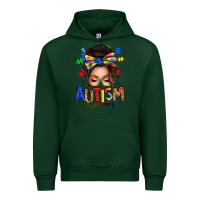 Forest Green autism mom afro messy bun Urban Hoodie - texasbilliewilder