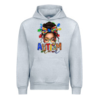 Heather Grey autism mom afro messy bun Urban Hoodie - texasbilliewilder