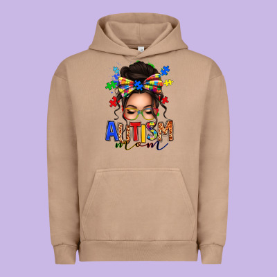Autism Mom Afro Messy Bun Urban Hoodie Designed By Texasbilliewilder