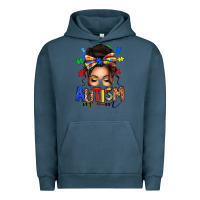 Pigment Midnight Navy autism mom afro messy bun Urban Hoodie - texasbilliewilder