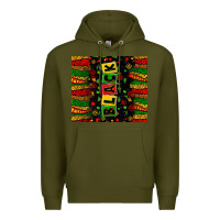 Army Green Black license letters  juneteenth Premium Hoodie - Zillion Design Studio