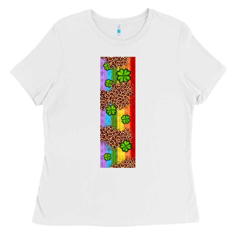 St. Patrick's Day Western Shamrock Leopard Rainbow Ladies Tee by Artiststas | Teevron