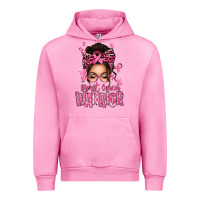 Fuchsia Pink brest cancer warrior afro messy bun Urban Hoodie - texasbilliewilder