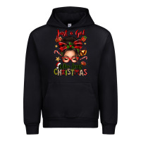 Black just a girl who loves christmas afro messy bun Urban Hoodie - texasbilliewilder