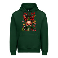 Forest Green just a girl who loves christmas afro messy bun Urban Hoodie - texasbilliewilder