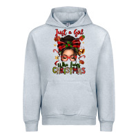 Heather Grey just a girl who loves christmas afro messy bun Urban Hoodie - texasbilliewilder