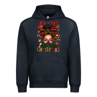 Navy just a girl who loves christmas afro messy bun Urban Hoodie - texasbilliewilder