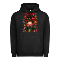 Pigment Black just a girl who loves christmas afro messy bun Urban Hoodie - texasbilliewilder