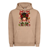 Pigment Burro just a girl who loves christmas afro messy bun Urban Hoodie - texasbilliewilder