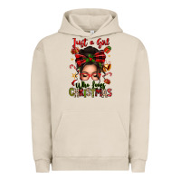Pigment French Oak just a girl who loves christmas afro messy bun Urban Hoodie - texasbilliewilder