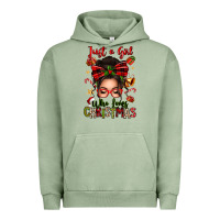 Pigment Oil Green just a girl who loves christmas afro messy bun Urban Hoodie - texasbilliewilder