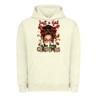 Pigment Pistachio just a girl who loves christmas afro messy bun Urban Hoodie - texasbilliewilder