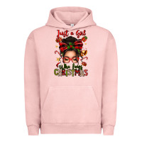 Pigment Salmon just a girl who loves christmas afro messy bun Urban Hoodie - texasbilliewilder