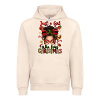 Just A Girl Who Loves Christmas Afro Messy Bun Urban Hoodie | Teevron