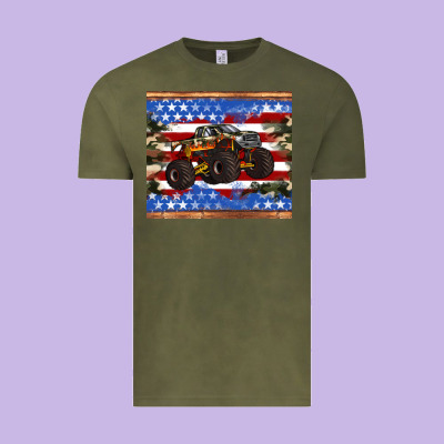 Monster Truck American Flag Tumbler Vintage Tee Designed By Artiststas