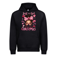 Black just a girl who loves pink christmas messy bun Urban Hoodie - texasbilliewilder