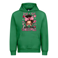 Emerald just a girl who loves pink christmas messy bun Urban Hoodie - texasbilliewilder