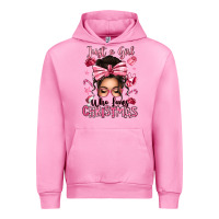 Fuchsia Pink just a girl who loves pink christmas messy bun Urban Hoodie - texasbilliewilder