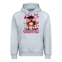 Heather Grey just a girl who loves pink christmas messy bun Urban Hoodie - texasbilliewilder