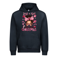 Navy just a girl who loves pink christmas messy bun Urban Hoodie - texasbilliewilder