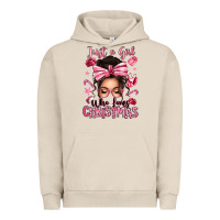 Pigment French Oak just a girl who loves pink christmas messy bun Urban Hoodie - texasbilliewilder