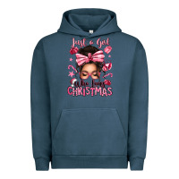 Pigment Midnight Navy just a girl who loves pink christmas messy bun Urban Hoodie - texasbilliewilder