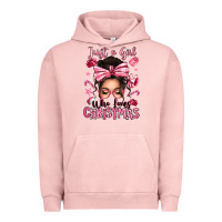 Pigment Salmon just a girl who loves pink christmas messy bun Urban Hoodie - texasbilliewilder