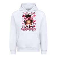 White just a girl who loves pink christmas messy bun Urban Hoodie - texasbilliewilder