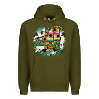 Army Green New York State Map Premium Hoodie - RanaPortraitStore