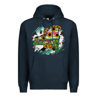 Navy New York State Map Premium Hoodie - RanaPortraitStore