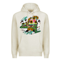 Oatmeal Heather New York State Map Premium Hoodie - RanaPortraitStore