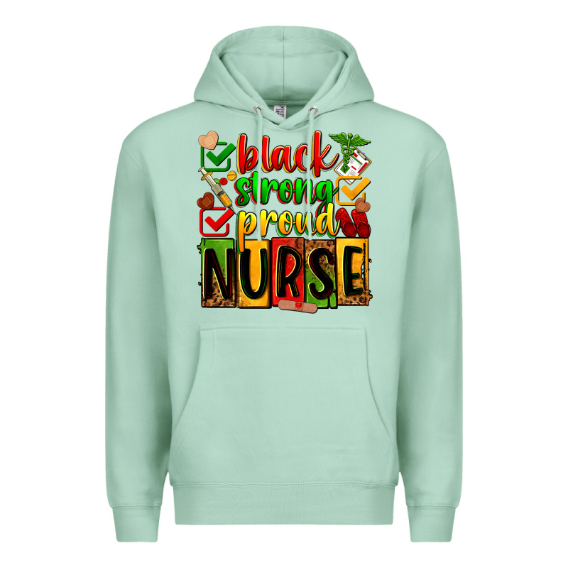 Black Strong Proud Nurse Juneteeenth Premium Hoodie by Zillion Design Studio | Teevron