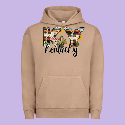 Kentucky State Cowhide Serape Cactus Urban Hoodie Designed By Ranaportraitstore