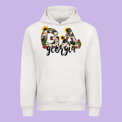 Georgia State Cowhide Serape Cactus Urban Hoodie Designed By Ranaportraitstore