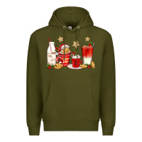 Army Green santa fuel coffee cups Premium Hoodie - texasbilliewilder