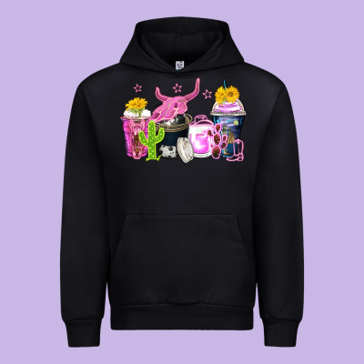 Neon Western Coffee Cups Urban Hoodie Designed By Zillion Design Studio
