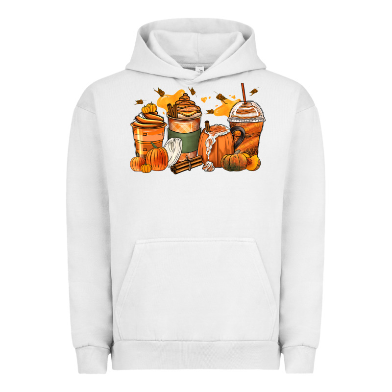 Pumpkin Spice Latte Coffee Cups Urban Hoodie by Zillion Design Studio | Teevron