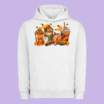 Pumpkin Spice Latte Coffee Cups Urban Hoodie Designed By Zillion Design Studio