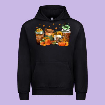 Fall Coffee Cups Urban Hoodie Designed By Zillion Design Studio