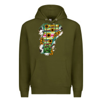 Army Green Vermont State Map Premium Hoodie - RanaPortraitStore