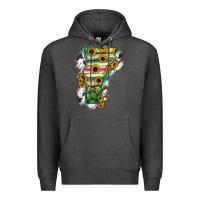 Charcoal Heather Vermont State Map Premium Hoodie - RanaPortraitStore